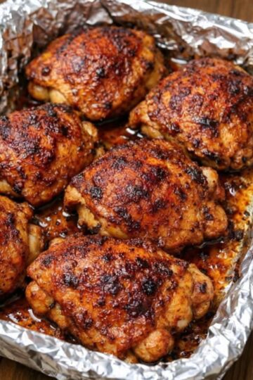 Crispy-skinned, fall-off-the-bone tender chicken thighs with deep smoky flavor from generous smoked paprika. Just 4 ingredients and one pan create restaurant-quality roasted chicken. Pat dry, season, roast at high heat for shatteringly crisp skin and juicy meat. Perfect for weeknight dinners or holiday meals.