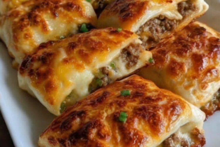 Seasoned ground beef, melted cheese, and zesty salsa wrapped in flaky crescent roll dough and baked until golden. Everything you love about tacos in a handheld, no-mess pocket. Fork-crimped edges seal completely to prevent leaks. Ready in 30 minutes, perfect for weeknights, lunchboxes, or game day.