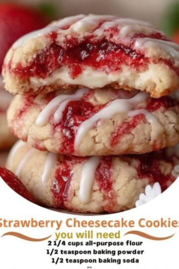 Soft, creamy cookies with sweet strawberry swirls — a perfect easy homemade dessert for any occasion.