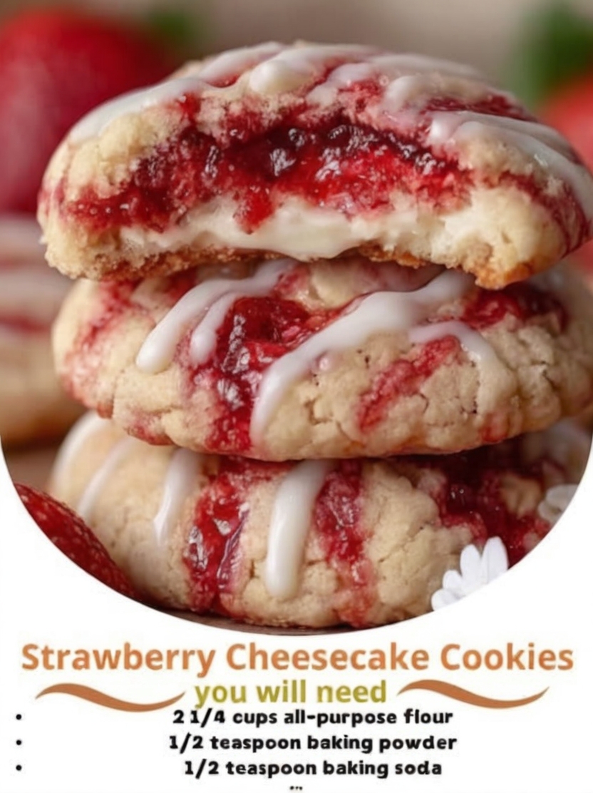 Soft, creamy cookies with sweet strawberry swirls — a perfect easy homemade dessert for any occasion.