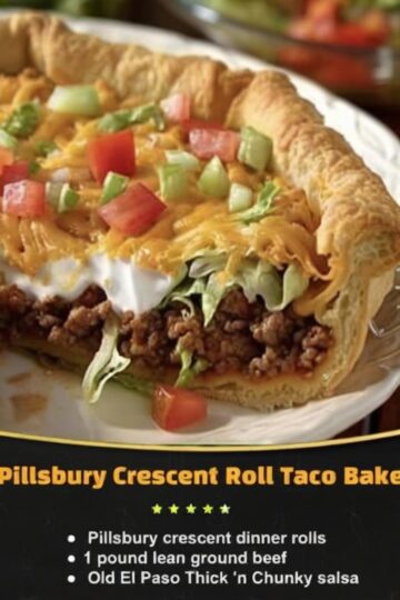 A quick and easy casserole made with flaky crescent dough, seasoned beef, and melted cheese for a comforting and flavorful dinner.
