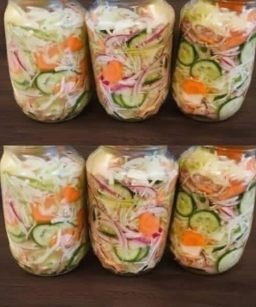 Easy refrigerator pickles made with fresh vegetables and a simple tangy brine, perfect for adding flavor and crunch to any meal.