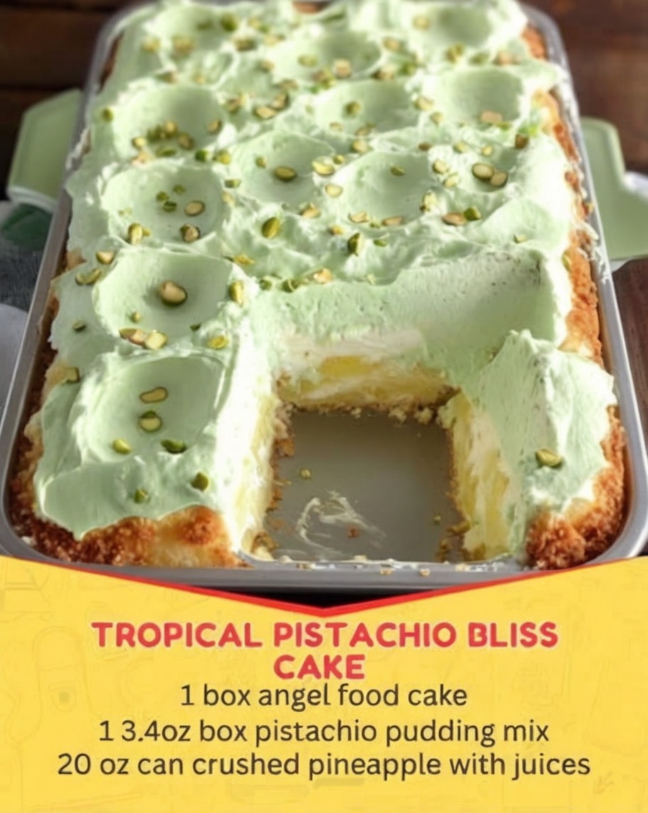 Light, fluffy angel food cake made with crushed pineapple baked right into the batter. Angel food cake mix whisked with eggs, oil, and undrained crushed pineapple, baked until golden, cooled completely, then topped with whipped topping and pistachio pudding swirled together. The result: incredibly moist tropical dessert with pockets of juicy pineapple throughout and creamy pistachio topping. Perfect make-ahead cake for potlucks and holiday gatherings.