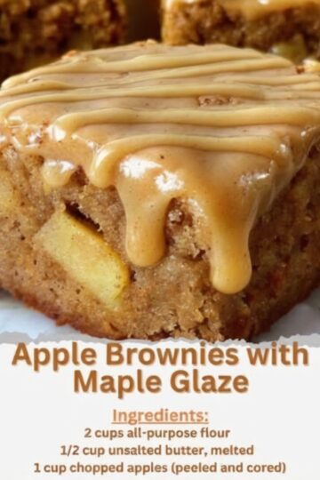 Soft, moist apple brownies topped with a sweet maple glaze — a perfect easy fall dessert that works for family gatherings, holidays, or simple weeknight baking.