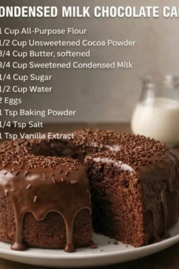 A soft, rich, and fudgy chocolate cake made with sweetened condensed milk — the perfect quick homemade dessert for any occasion.