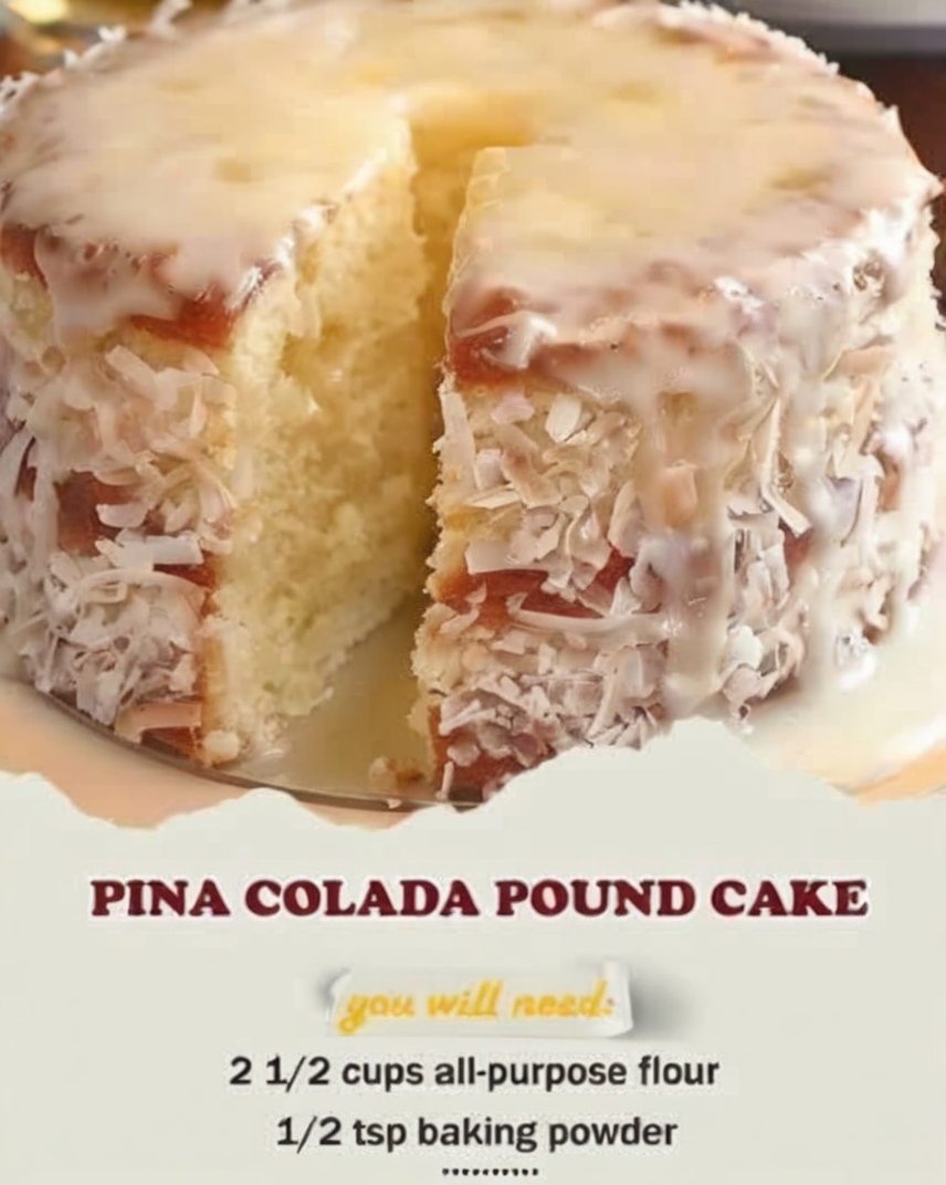 A rich, moist pound cake infused with pineapple and coconut, finished with a glossy tropical glaze.