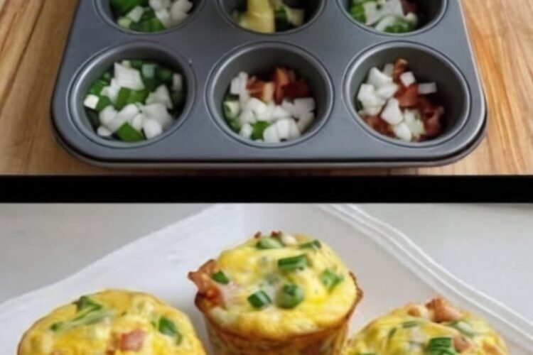 Fluffy baked egg cups filled with vegetables and optional meat, perfect for a quick and easy breakfast.
