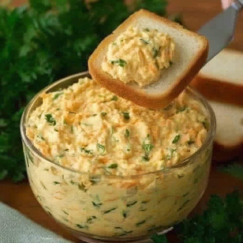 A smooth, savory spread made with chicken, carrots, and a creamy base, perfect for appetizers or light meals.