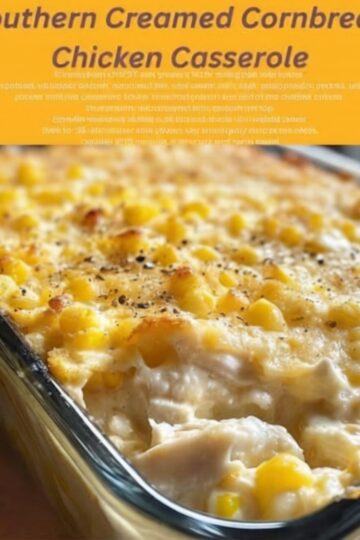 A creamy chicken and corn filling topped with golden cornbread, perfect for a comforting and easy family meal.