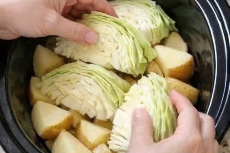 A simple and comforting slow cooker dish made with tender cabbage, soft potatoes, and a buttery savory broth.