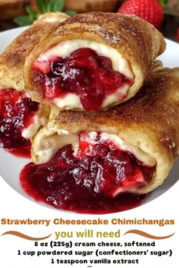 Crispy golden tortillas filled with creamy cheesecake and sweet strawberries — a perfect quick homemade dessert for any occasion.