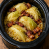 A savory Southern slow cooker cabbage recipe made with smoky bacon, onion, garlic, and apple cider vinegar. A comforting low-carb side dish perfect for family dinners and holiday meals.