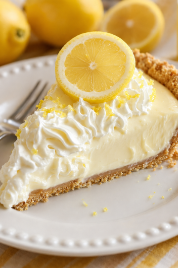 A creamy no-bake lemon cheesecake-style pie with graham cracker crust. Perfect refreshing summer dessert for parties, potlucks, and holiday gatherings.