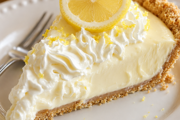 A creamy no-bake lemon cheesecake-style pie with graham cracker crust. Perfect refreshing summer dessert for parties, potlucks, and holiday gatherings.
