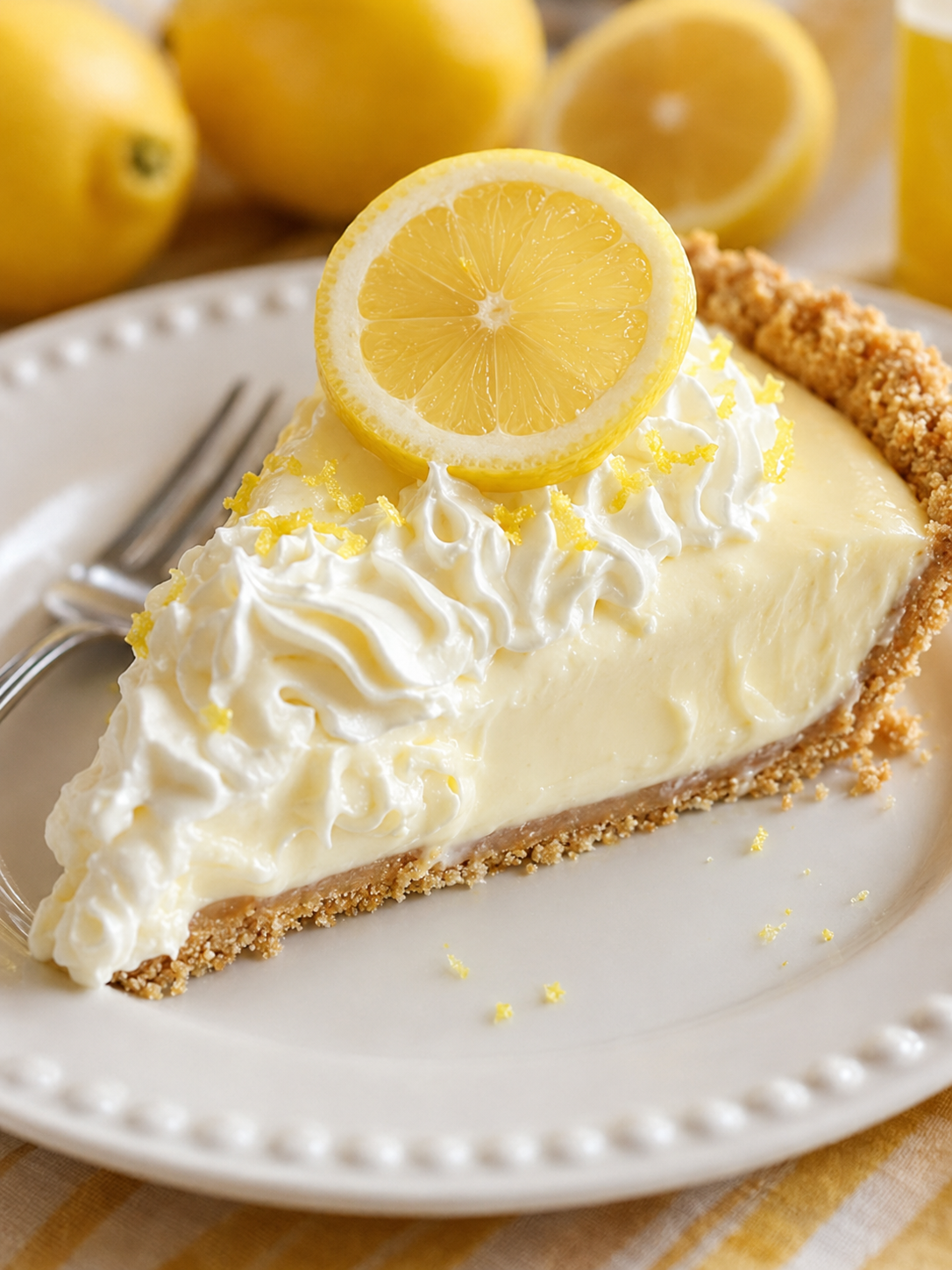 A creamy no-bake lemon cheesecake-style pie with graham cracker crust. Perfect refreshing summer dessert for parties, potlucks, and holiday gatherings.