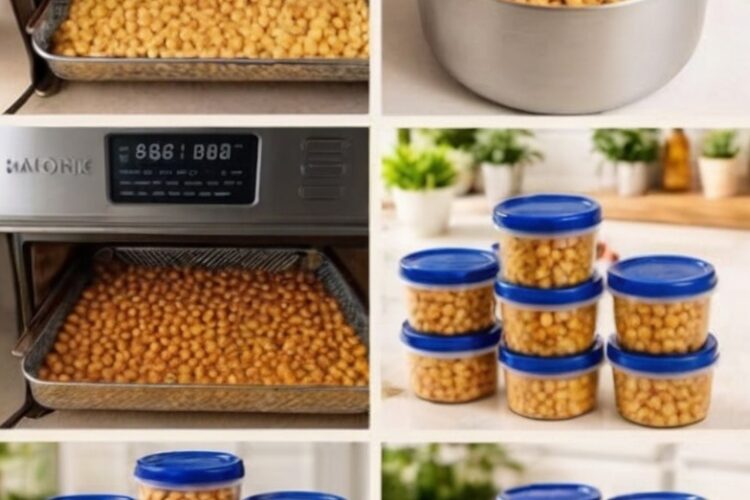 Crunchy, protein-packed air fryer chickpeas seasoned with smoky spices. A healthy snack that replaces chips in just 20 minutes.