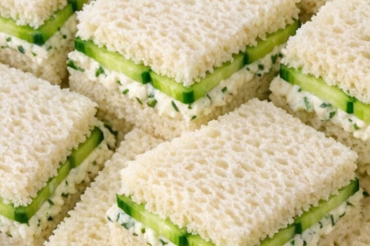 A refreshing Southern classic made with thin cucumber slices, creamy spread, and soft white bread. Perfect for tea parties, showers, and light lunches.