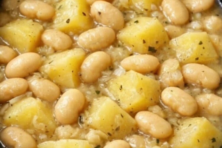 A simple, budget-friendly slow cooker comfort meal made with white beans, tender potatoes, and buttery broth. Perfect for busy weeknights, meal prep, and cozy family dinners.