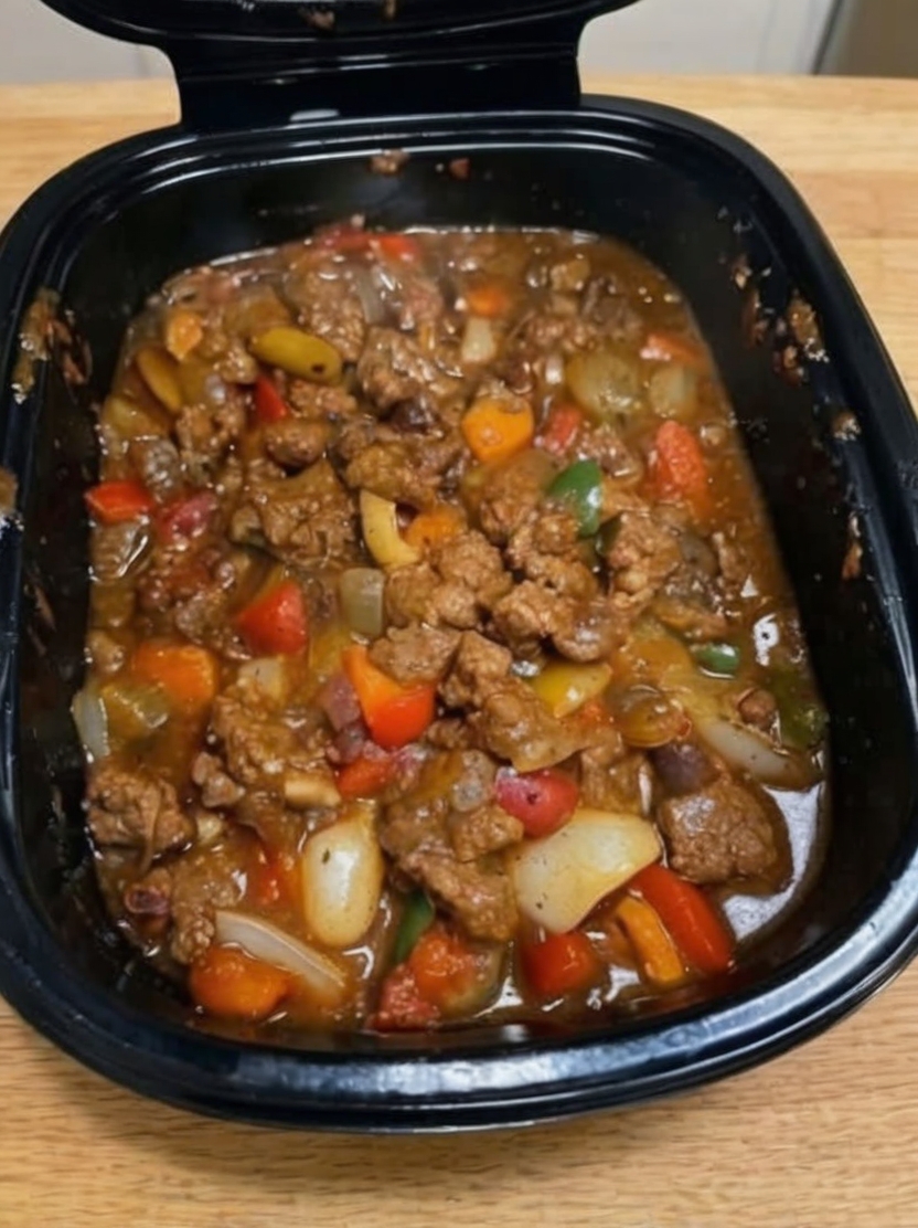 Tender beef slow-cooked with bell peppers and onions in a savory soy-ginger sauce. An easy crockpot dinner perfect for busy weeknights and family meal prep.