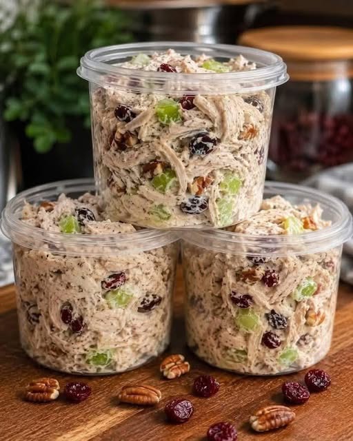 A creamy, protein-packed cranberry pecan chicken salad made with juicy chicken breast, toasted pecans, sweet dried cranberries, crisp celery, and a light homemade dressing. Perfect for meal prep, sandwiches, wraps, brunches, and healthy lunches.