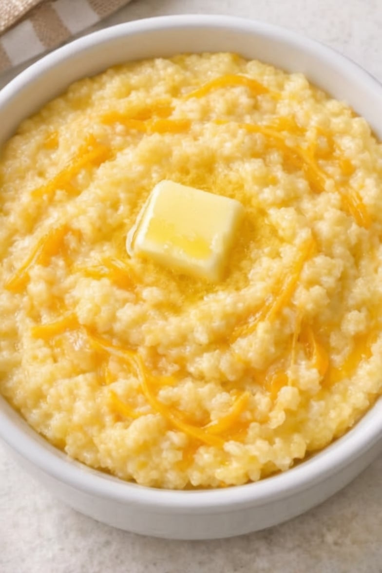 This Creamy Cheddar Polenta is a rich and buttery Italian-inspired comfort food made with chicken broth, yellow cornmeal, butter, and sharp cheddar cheese. Smooth, velvety, and packed with savory flavor, it's the perfect side dish for roasted meats, grilled chicken, steak, seafood, or vegetables. An easy 20-minute recipe that's both budget-friendly and restaurant-worthy.