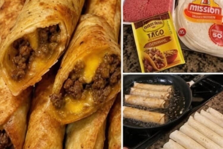 Crispy Beef and Cheese Taquitos feature seasoned ground beef, melted Mexican cheese, and golden flour tortillas fried until perfectly crunchy. This easy Mexican-inspired recipe is perfect for family dinners, Taco Tuesday, meal prep, freezer meals, and game day appetizers.