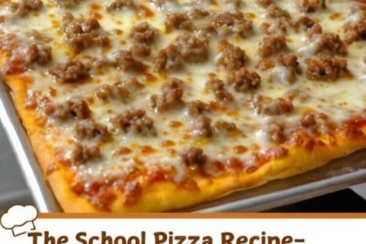 A nostalgic homemade School Cafeteria Pizza featuring a soft, slightly sweet sheet pan crust topped with rich pizza sauce, melted mozzarella cheese, and savory Italian sausage. Perfect for family dinners, meal prep, parties, game nights, and classic comfort food cravings.