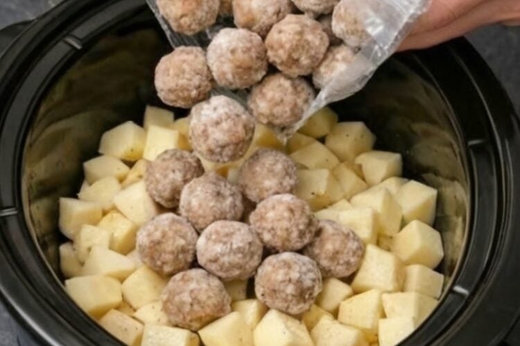 A hearty crockpot stew featuring tender meatballs, potatoes, carrots, celery, and onions simmered in a rich beef gravy. The perfect one-pot comfort food for busy weeknights, meal prep, and family dinners.