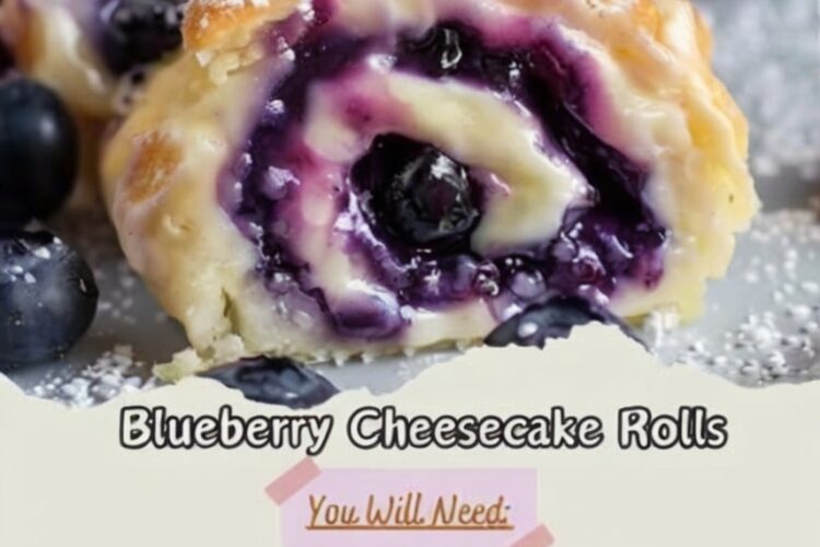 Golden buttery crescent rolls filled with creamy vanilla cheesecake filling and juicy blueberries, finished with powdered sugar for an easy bakery-style breakfast or dessert.
