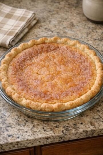 This classic Old-Fashioned Sugar Cream Pie, also known as Indiana Hoosier Pie, features a silky cream filling baked inside a flaky pie crust and finished with a buttery cinnamon-sugar topping. It's an easy vintage dessert that's perfect for holidays, Sunday dinners, or anytime you're craving homemade comfort.