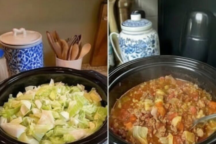 A hearty slow cooker soup made with ground beef, cabbage, tomatoes, and savory seasonings. Easy, comforting, and perfect for meal prep.