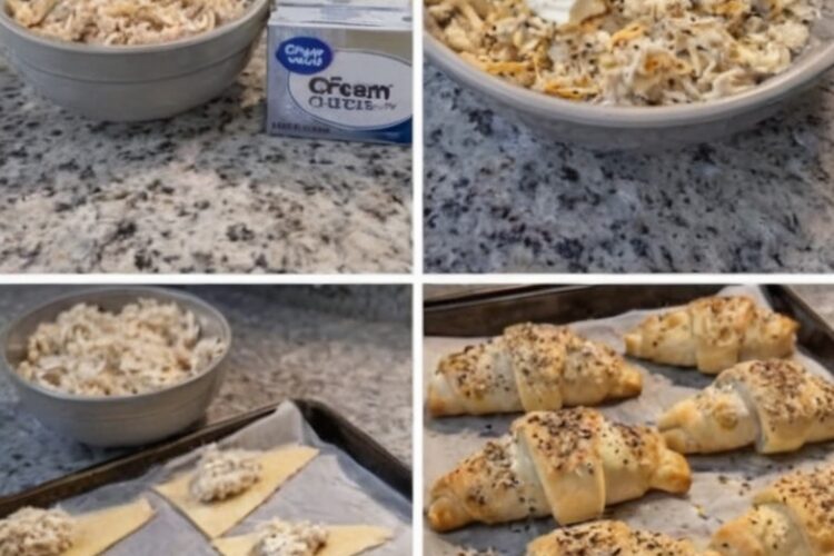 Flaky buttery crescent rolls stuffed with creamy rotisserie chicken, melted cheese, cream cheese, and everything bagel seasoning. An easy 30-minute recipe that's perfect for lunch, dinner, meal prep, or entertaining.