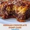 A warm, gooey dump cake featuring sweet crushed pineapple, rich coconut-pecan frosting, buttery yellow cake, toasted coconut, and crunchy pecans. An incredibly easy dessert perfect for holidays, potlucks, and family gatherings.