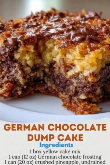 A warm, gooey dump cake featuring sweet crushed pineapple, rich coconut-pecan frosting, buttery yellow cake, toasted coconut, and crunchy pecans. An incredibly easy dessert perfect for holidays, potlucks, and family gatherings.