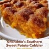 This Southern Sweet Potato Cobbler features a silky roasted sweet potato filling baked in a flaky pie crust with warm cinnamon, nutmeg, vanilla, and a beautifully caramelized sugar topping. It's the perfect holiday dessert for Thanksgiving, Christmas, or any family gathering.