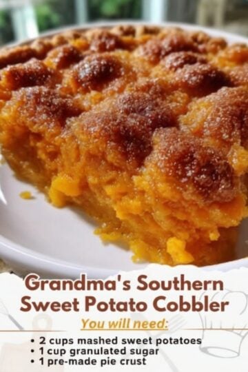 This Southern Sweet Potato Cobbler features a silky roasted sweet potato filling baked in a flaky pie crust with warm cinnamon, nutmeg, vanilla, and a beautifully caramelized sugar topping. It's the perfect holiday dessert for Thanksgiving, Christmas, or any family gathering.