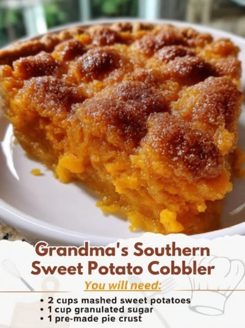 This Southern Sweet Potato Cobbler features a silky roasted sweet potato filling baked in a flaky pie crust with warm cinnamon, nutmeg, vanilla, and a beautifully caramelized sugar topping. It's the perfect holiday dessert for Thanksgiving, Christmas, or any family gathering.