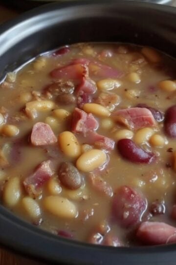 This Slow Cooker Ham and Bean Soup is packed with tender mixed beans, smoky ham, onions, garlic, and warm spices for a hearty, comforting meal. It's an easy dump-and-go recipe that's perfect for cozy family dinners, meal prep, or using leftover holiday ham.