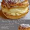 Italian cream puffs made with flaky puff pastry, filled with rich vanilla custard cream, dusted with powdered sugar, and served as a classic homemade Italian dessert