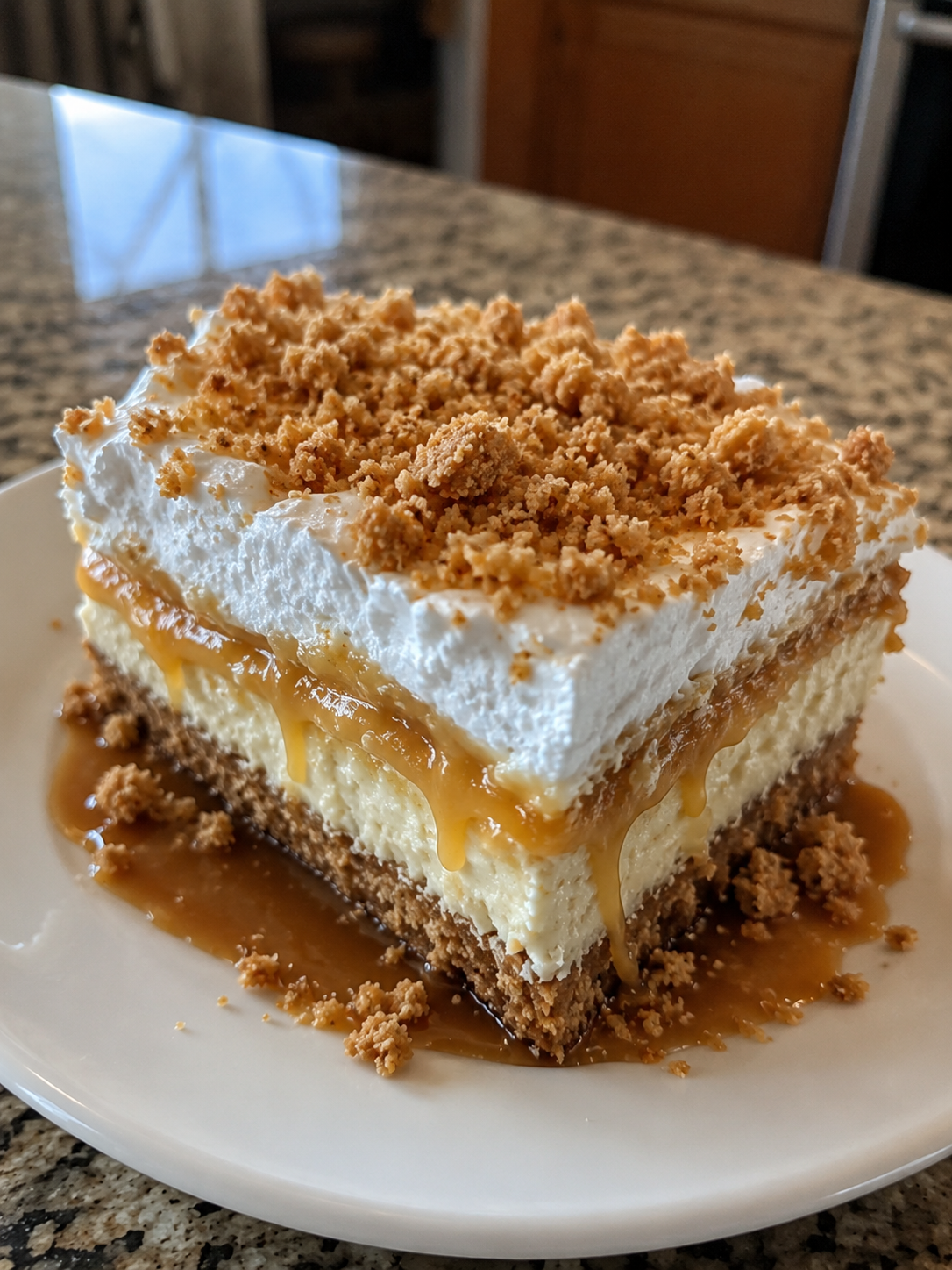 No-bake layered dessert bars with a buttery graham cracker crust, creamy cheesecake middle, rich butterscotch pudding, and whipped topping. Sweet, nostalgic, and crowd-pleasing.