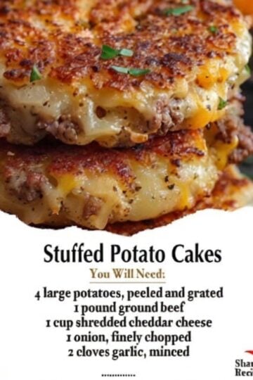 Golden crispy potato cakes stuffed with seasoned ground beef and melted cheddar cheese. An easy comfort food dinner that's perfect for busy weeknights or family meals.