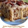 Soft butter pecan cake soaked with homemade praline sauce and finished with toasted pecans for an incredibly rich, buttery dessert that's perfect for holidays and family gatherings.