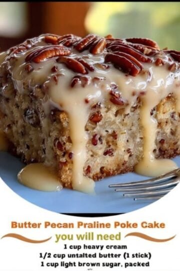Soft butter pecan cake soaked with homemade praline sauce and finished with toasted pecans for an incredibly rich, buttery dessert that's perfect for holidays and family gatherings.