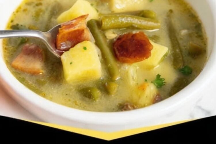 A comforting German-style green bean soup made with smoky bacon, tender potatoes, fresh green beans, and a creamy, savory broth. Perfect for cool-weather dinners.