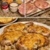 Tender oven-baked pork chops layered over creamy mushroom rice and topped with melted cheddar cheese for an easy, comforting one-pan family dinner.