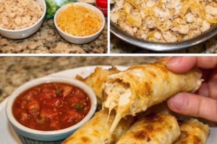 Golden baked flour tortillas filled with creamy ranch chicken and melted cheddar cheese. An easy weeknight dinner, freezer meal, or party appetizer.