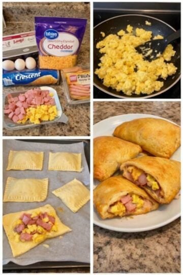 Flaky, buttery crescent roll breakfast pockets filled with fluffy scrambled eggs, savory ham, and melted cheddar cheese. Perfect for meal prep, freezer-friendly breakfasts, or an easy family brunch.