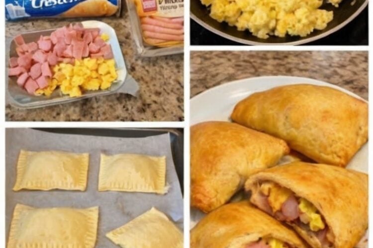 Flaky, buttery crescent roll breakfast pockets filled with fluffy scrambled eggs, savory ham, and melted cheddar cheese. Perfect for meal prep, freezer-friendly breakfasts, or an easy family brunch.