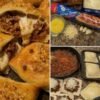 Golden-brown cheesy beef pizza pockets made with seasoned ground beef, pizza sauce, and melted mozzarella wrapped in crispy baked dough. The pockets are brushed with garlic butter and served warm with extra pizza sauce for dipping, making an easy handheld family meal.