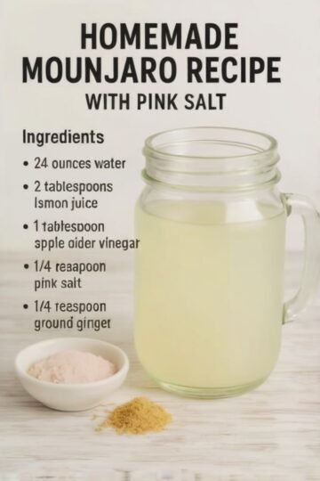 A refreshing homemade lemon hydration drink with ginger and a pinch of pink Himalayan salt, served chilled in a clear glass with fresh lemon slices and a bright, clean presentation.